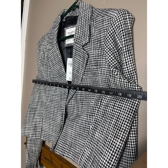 NWT Abercrombie & Fitch Jacket Crop Black Houndstooth Tweed Boxy Womens M - Picture 7 of 13